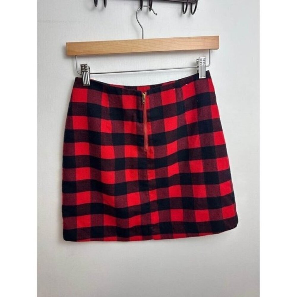 Old Navy Buffalo Plaid Mini Skirt – Red & Black, Size 0 Preppy Punk #0851 - Picture 3 of 5